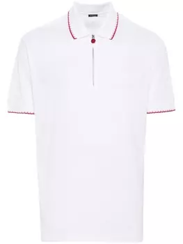 Kiton рубашка поло с контрастной отделкой, белый