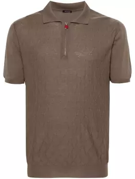 Kiton рубашка поло с узором в ромб, коричневый