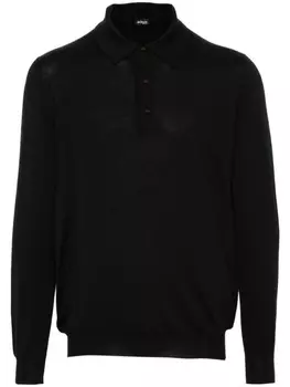 Kiton рубашка-поло тонкой вязки, черный