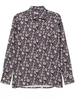 Kiton рубашка с цветочным принтом, синий