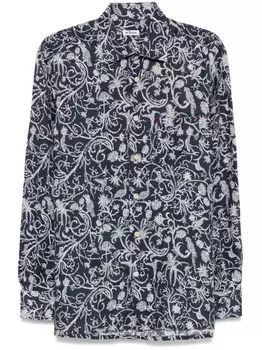 Kiton рубашка с цветочным принтом, синий