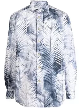 Kiton рубашка с длинными рукавами и принтом, синий
