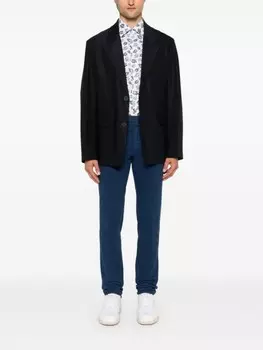 Kiton рубашка с принтом листьев, нейтральный цвет