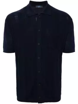 Kiton рубашка с воротником-поло и пуговицами, синий
