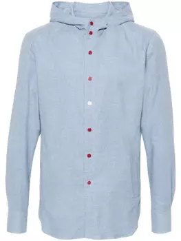 Kiton рубашка в клетку гингем с капюшоном, синий