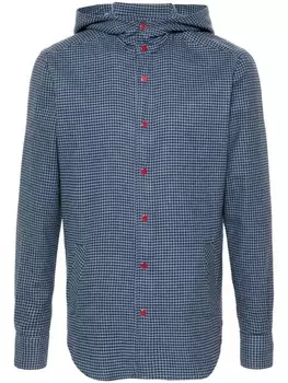 Kiton рубашка в клетку гингем с капюшоном, синий