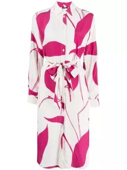 Kiton шелковое платье миди с принтом, белый