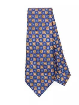 Kiton шелковый галстук с геометричным узором, синий