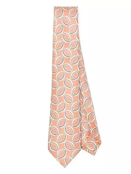 Kiton шелковый галстук с принтом, розовый