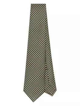 Kiton шелковый галстук в горох, зеленый