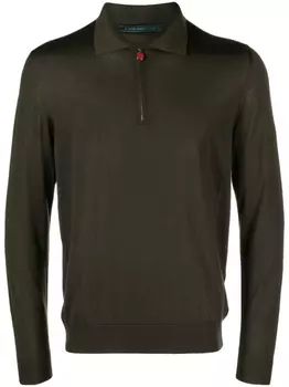 Kiton шерстяная рубашка поло тонкой вязки, зеленый