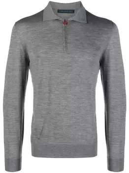 Kiton шерстяной джемпер с воротником поло, серый