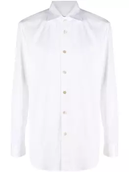 Kiton slim-cut cotton shirt, белый