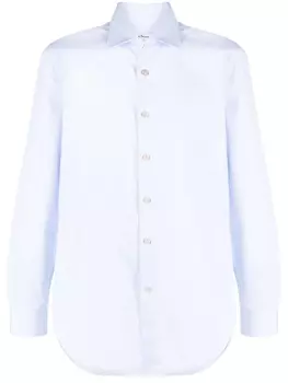 Kiton spread-collar cotton shirt, синий