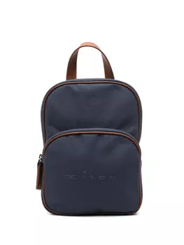 Kiton сумка-мессенджер с тисненым логотипом, синий