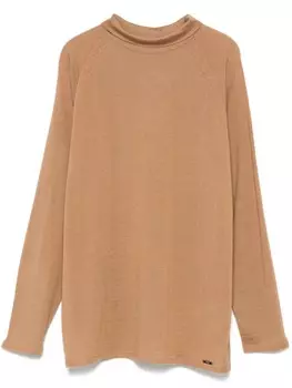 Kiton свитер с ажурной отделкой, коричневый