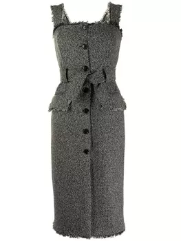 Kiton твидовое платье с поясом, черный