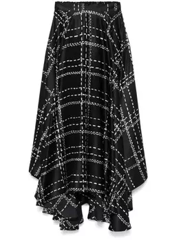 Kiton юбка миди в клетку тартан, черный