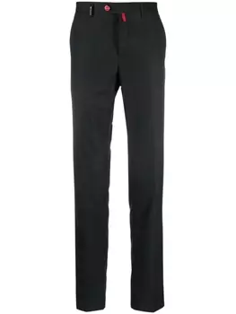 Kiton узкие брюки чинос с логотипом, черный