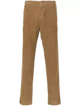 Kiton вельветовые брюки узкого кроя, коричневый