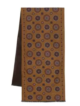 Kiton жаккардовый шарф с узором, коричневый