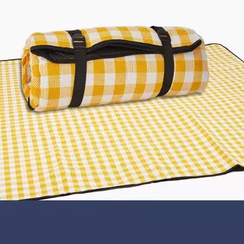 Kiversy акриловый пляжный коврик для улицы, коврик для пикника, складной влагостойкий коврик, желтый и белый сетчатый коврик 300*300 см