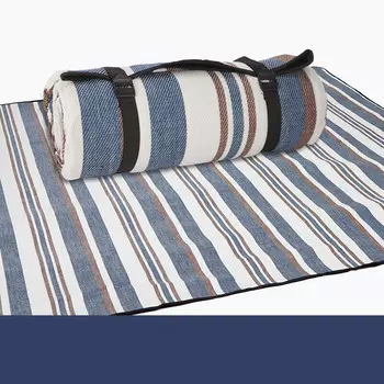 Kiversy акриловый пляжный коврик для улицы, коврик для пикника, складной влагостойкий коврик, синие и коричневые полоски 150*200 см