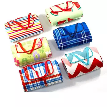 Kiversy коврик для пикника утолщенный пляжный коврик для отдыха на природе влагостойкий коврик красный и синий с сеткой 195*200 см