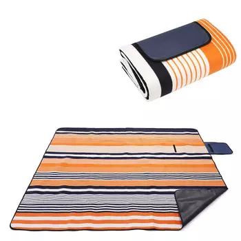 Kiversy замшевый коврик для пикника, утолщенный пляжный коврик, влагостойкий коврик для кемпинга, оранжевые и синие полоски