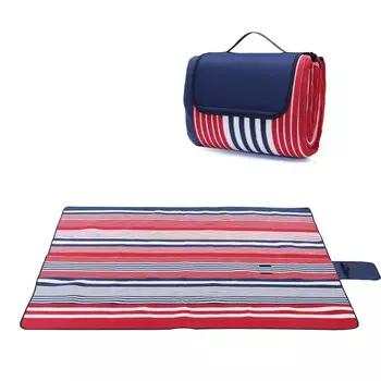 Kiversy замшевый коврик для пикника, утолщенный пляжный коврик, влагостойкий коврик для кемпинга, красные и синие полоски
