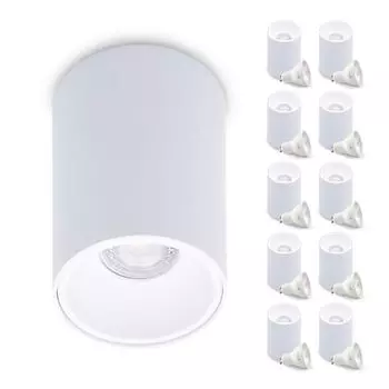 KIVI потолочный светильник накладного монтажа с лампочкой GU10 мощностью 5 Вт, выбор цвета черный, черно-золотой, белый, бело-золотой фиксированная конструкция из алюминия IP20 3000K (белый/теплый белый, 10) KOBI