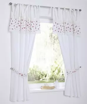 KKutti Lavie Магазин штор Белые непрозрачные деревенские цветы Кружево крючком с завязками Высота 145 см Ширина 90 см (1 шт.), белый