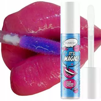 Клариса Это волшебство! Блеск для губ, меняющий цвет, насыщенный розовый Puderek