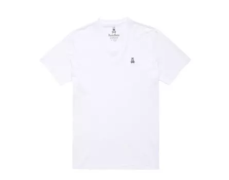 Классическая белая мужская футболка Psycho Bunny с v-образным вырезом B6U100ARPC-WHT, белый