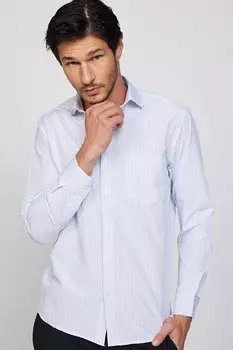 Классическая белая мужская рубашка в тонкую полоску из хлопка с завязочным воротником TUDORS