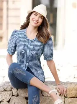 Классическая блузка Classic Basics, джинсовый