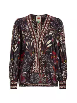 Классическая блузка Garden с зеркалом Farm Rio, черный