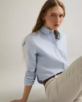 Классическая блузка-оксфорд однотонного цвета Lloyd's, синий