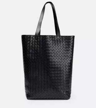 Классическая большая кожаная сумка-тоут. Bottega Veneta, черный
