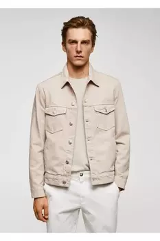 Классическая джинсовая куртка Mango, бежевый