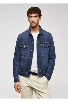 Классическая джинсовая куртка Mango, синий