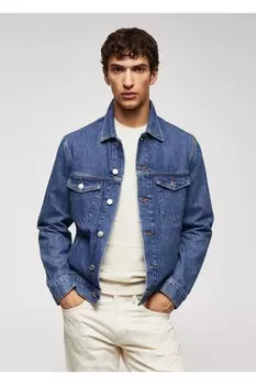 Классическая джинсовая куртка Mango, синий