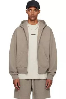 Классическая флисовая толстовка на молнии с капюшоном Fear Of God Essentials, цвет homestead heather