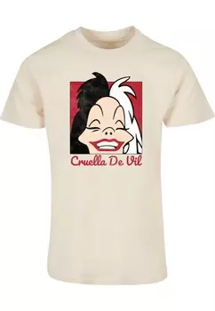 Классическая футболка ABSOLUTE CULT Shirt 101 Dalmations - Cruella De Vil Head, цвет nude/sand