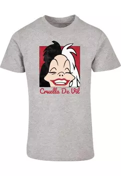 Классическая футболка ABSOLUTE CULT Shirt 101 Dalmations - Cruella De Vil Head, пятнистый серый