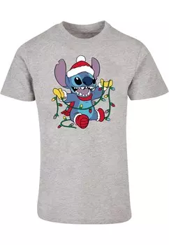 Классическая футболка ABSOLUTE CULT Shirt Lilo And Stitch - Christmas Lights, серый