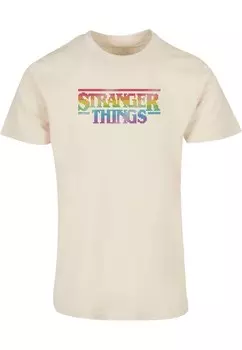 Классическая футболка ABSOLUTE CULT Shirt Stranger Things - Rainbow, песочный