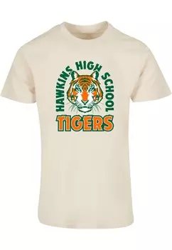 Классическая футболка ABSOLUTE CULT Shirt Stranger Things - Hawkins Arch Tiger, песочный