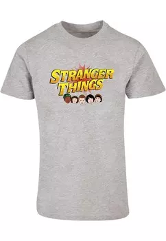 Классическая футболка ABSOLUTE CULT Shirt Stranger Things - Comic Heads, серый