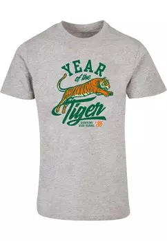 Классическая футболка ABSOLUTE CULT Shirt Stranger Things - Hawkins Year of The Tiger 86, пятнистый серый
